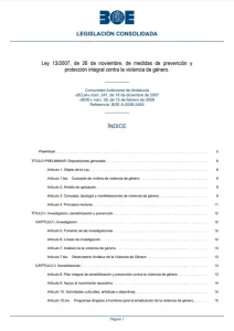 Ley 13 2007, de 26 de noviembre, de medidas de prevención y protección integral contra la violencia de género de Andalucía