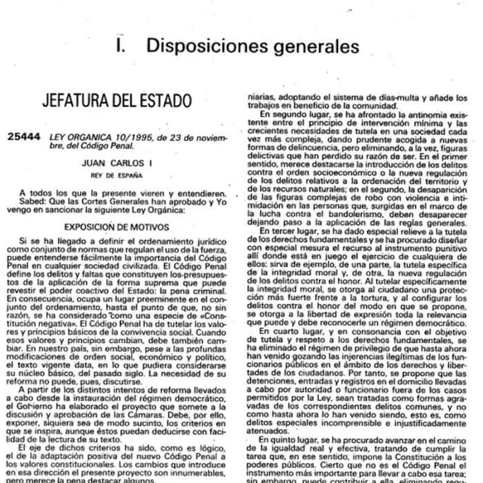 Ley Orgánica 10 1995, de 23 de noviembre, del Código Penal